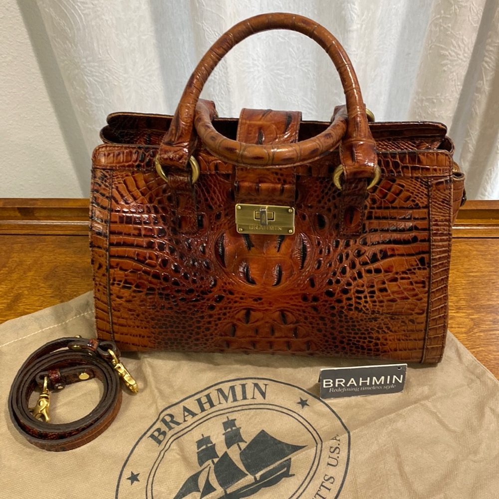 BRAHMIN Annabelle Pecan Melbourne Satchel with dust bag